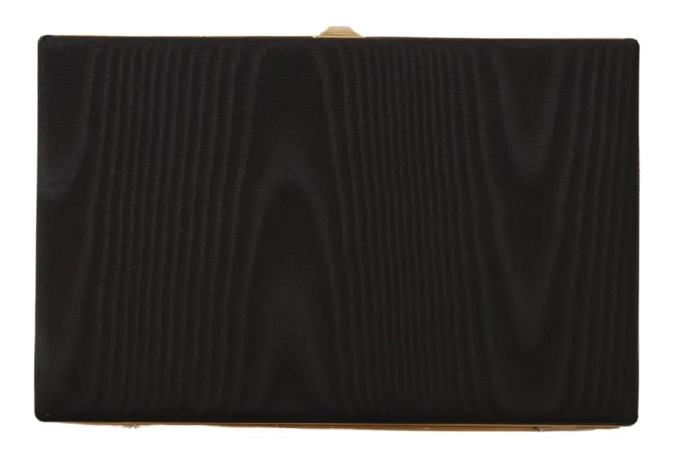 Dolce & Gabbana Black Silk Gold Frame Clutch Evening Party Handbag